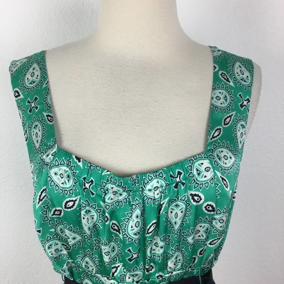 Loft NWT Green Paisley Print Sleeveless Top 12 - Picture 2 of 6